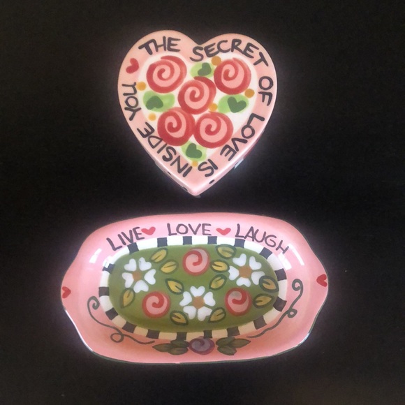 Vintage Anthropologie Glazed Ceramic Ring Box and Catch-All Dish NEW! - Picture 6 of 6